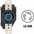 Leviton 30A 250V Black Industrial Grade L6-30R Locking Outlet Receptacle 065-02620-000